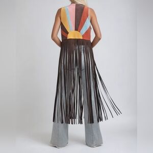 2-0312 *Boutique* Sunrise On The Sahara Boho Fringe Vegan Suede Vest